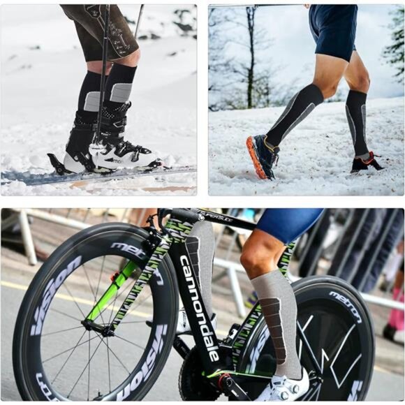 Ski Socks: Thermal Knee-High Cold Weather Socks for Snowboarding, Winter - Picture 6 of 7